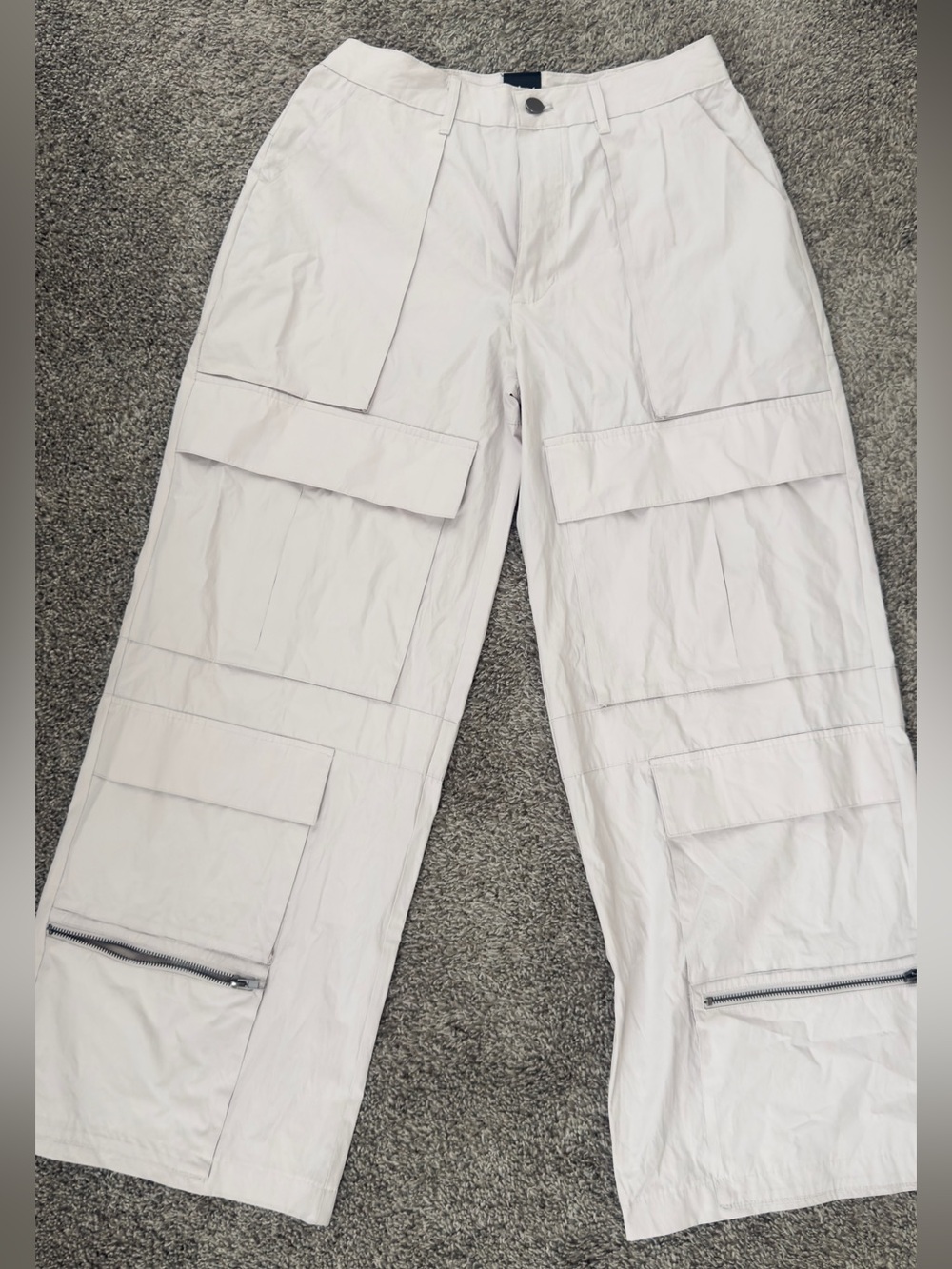 KHY White/Beige Cargo Pants - Relaxed Wide Leg